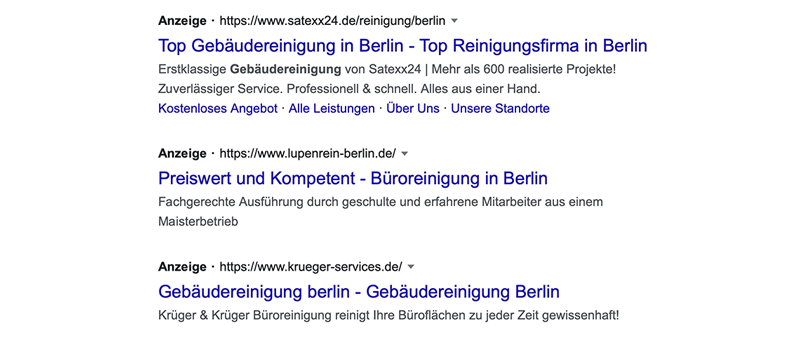 Google Ads Reinigungsfirmen